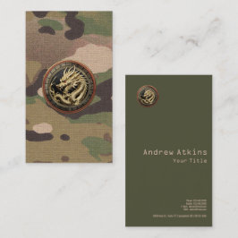 Gold Sacred Eastern Dragon Medallion on Red Velvet Visitenkarte