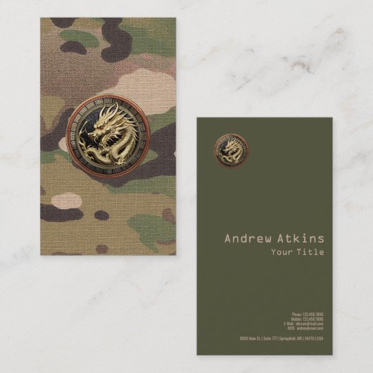 Gold Sacred Eastern Dragon Medallion on Red Velvet Visitenkarte (Vorne/Hinten)