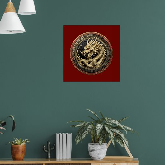 Gold Sacred Eastern Dragon Medallion Poster (Wohnzimmer 1)