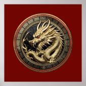 Gold Sacred Eastern Dragon Medallion Poster (Vorne)