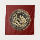 Gold Sacred Eastern Dragon Medallion Wandteppich (Vorderseite (Horizontal))