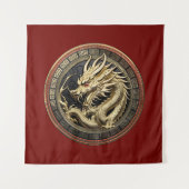 Gold Sacred Eastern Dragon Medallion Wandteppich (Vorderseite)
