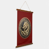 Gold Sacred Eastern Dragon Medallion Wandteppich Mit Holzrahmen (Gewinkelt)
