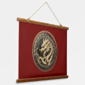 Gold Sacred Eastern Dragon Medallion Wandteppich Mit Holzrahmen (Gewinkelt)
