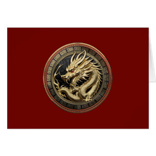 Gold Sacro Eastern Dragon Medallion auf Red Velvet