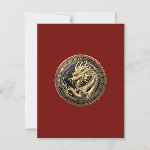Gold Sacro Eastern Dragon Medallion auf Red Velvet Postkarte