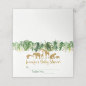 Gold Safari Animal Baby Dusche Platzkarte (Außenseite Aufgefaltet)