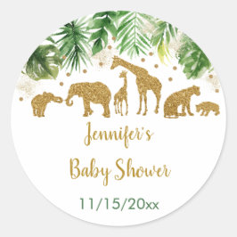 Gold Safari Animal Baby Dusche Runder Aufkleber