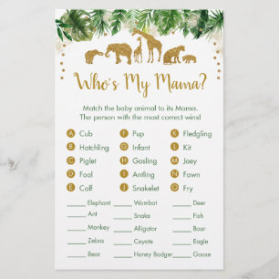 Gold Safari Animal Baby Match Game