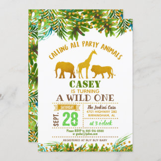 Gold Safari Animal Einladung zum Geburtstag