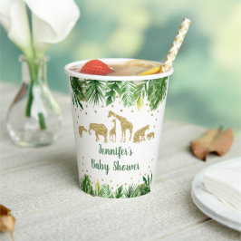 Gold Safari Animal Greenery Baby Shower Pappbecher