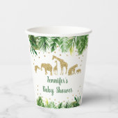 Gold Safari Animal Greenery Baby Shower Pappbecher (Vorderseite)