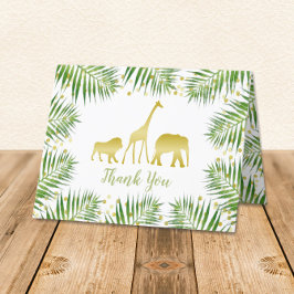 Gold Safari Animals Baby Dusche Danke Karte