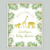 Gold Safari Baby Duschdekor Begrüßungszeichen Poster