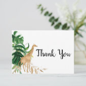 Gold Safari Baby Dusche Danke Karte (Stehend Vorderseite)