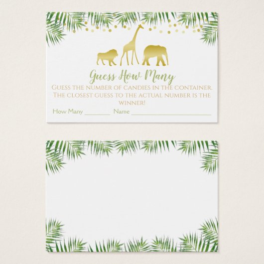 Gold Safari Baby Dusche schätzt wie viele Game Car (Vorne & Hinten)