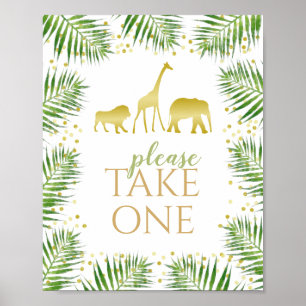 Gold Safari Baby Shower Favoriten Ein Zeichen nehm Poster