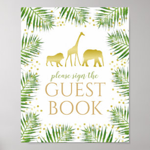 Gold Safari Baby Shower Gästebuchdekor Poster