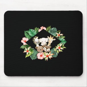 Gold Safari Freunde Watercolor Floral Grün Bab Mousepad