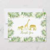 Gold Safari Jungle Baby Dusche Danke Karte (Vorderseite)