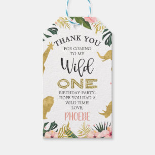 Gold Safari Tiere Floral Wild Ein Geburtstag Tag T Geschenkanhänger