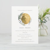 Gold Saga Green Blumenstrauß Verlobung laden Dankeskarte (Stehend Vorderseite)