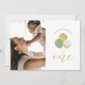 Gold & Sage Balloons | Junge 1. Geburtstag Party Einladung (Vorderseite)