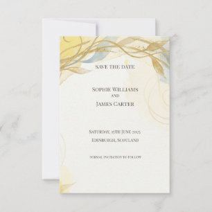 Gold Sage Botanical Save the Date Karte