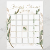 Gold Sage Green Floral Brautparty Bingo (Vorderseite)