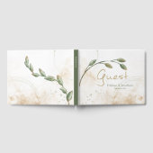 Gold Sage Green Floral Wedding Guest Book Gästebuch (Voll)