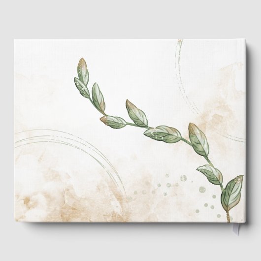Gold Sage Green Floral Wedding Guest Book Gästebuch (Rückseite)