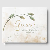 Gold Sage Green Floral Wedding Guest Book Gästebuch (Vorderseite)