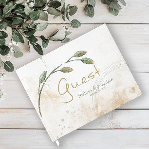 Gold Sage Green Floral Wedding Guest Book Gästebuch