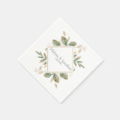 Gold Sage Green Floral Wedding Napkins Serviette (Ecke)