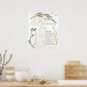 Gold Sage Green Floral Wedding Plan Poster (Küche)