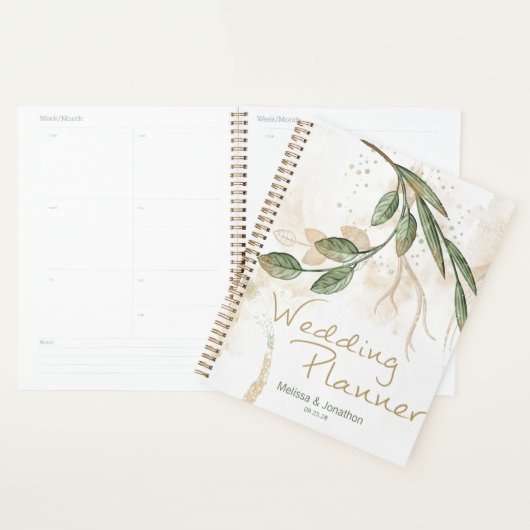 Gold Sage Green Floral Wedding Planner Planer (Anzeige)