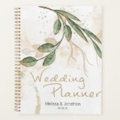 Gold Sage Green Floral Wedding Planner Planer (Vorderseite)