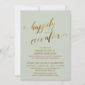 Gold & Sage Green glücklich je nach Hochzeit Einladung (Vorderseite)