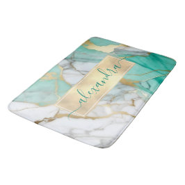 Gold Sage Green Marble Modern Elegant Badematte