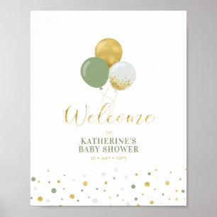 Gold-Sage-Grün-Ballon   Willkommensschild Jungen-B Poster