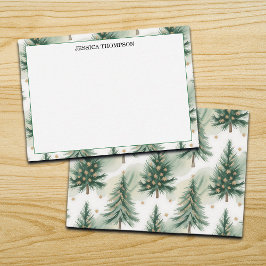 Gold Sage Pine Trees Winter Custom Mitteilungskarte