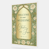 Gold Sage Stained Glass Floral Wedding Welcome  Acrylschild (Winkel)