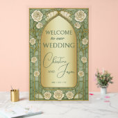 Gold Sage Stained Glass Floral Wedding Welcome  Acrylschild (Hochzeit)