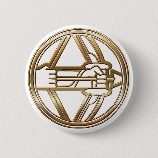 Gold Sagittarius Zodiac Archer Astrologie-Zeichen Button (Vorderseite)