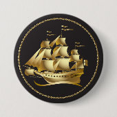 Gold Sailboat Nautical Button (Vorderseite)