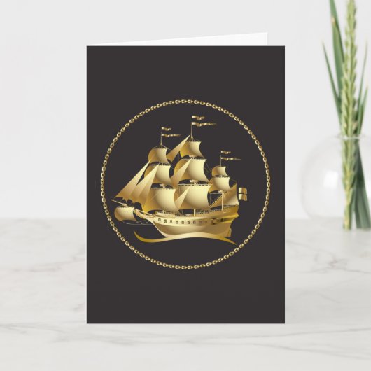 Gold Sailboat Nautical Karte (Vorderseite)