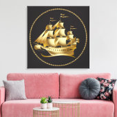 Gold Sailboat Nautical Leinwanddruck (Insitu (Wohnzimmer))