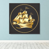 Gold Sailboat Nautical Leinwanddruck (Insitu (Holzboden))