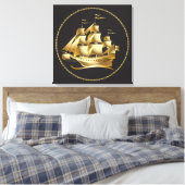Gold Sailboat Nautical Leinwanddruck (Insitu (Schlafzimmer))