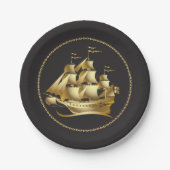 Gold Sailboat Nautical Pappteller (Vorderseite)